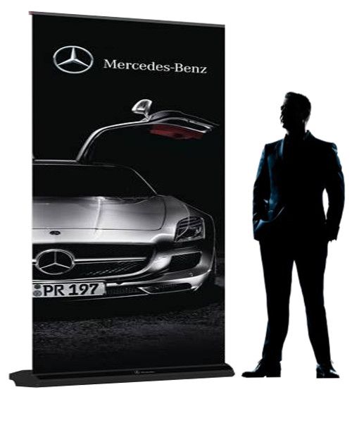 Roll up Enrouleur de luxe qualité Professionnelle avec impression et structure à vos couleurs pour vos événementiels, Stand Foire. Grand Format 120x215 cm