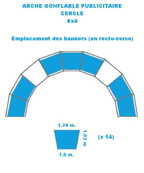 arche Demi ronde 8x4 avec Banners Print Enseigne Signaletique